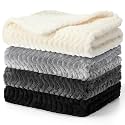 Frienda 4 Pcs Baby Blanket for Girls Boys Infant 32x24,Gray Black Color