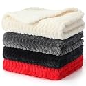 Frienda 4 Pcs Baby Blanket for Girls Boys Infant 32x24,Red Black Color