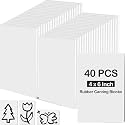 Frienda 40 Pcs Rubber Carving Blocks Linoleum Block 4"x6", White