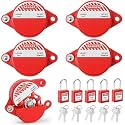Frienda 5 Pack Outdoor Faucet Lock, Heavy Duty Hose Bib Lock with Padlock and Keys, Anti Theft Water Spigot Lockout for Garden and Outdoor Valve Protection, 1 to 2-1/2 Inch Valve Handles