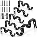 Frienda 6 Pack Curtain Rod Brackets Adjustable Wall Mounts, Black