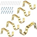 Frienda 6 Pack Curtain Rod Brackets Adjustable Wall Mounts, Gold