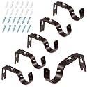 Frienda 6 Pcs Curtain Rod Brackets Adjustable Holder Wall for 1 Inch Diameter Curtain Rod General Bracket Hooks with Screws (Bronze)