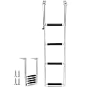 Frienda Boat Ladder 304 Stainless Steel Telescoping Step Ladder Heavy Duty Folding Pontoon Boat Stepladder Portable Dock Swim Stepladder for Marine Yacht