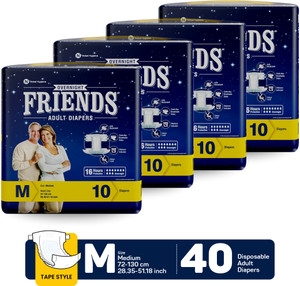 friends overnight adult diaper tape with odourlock and anti-bacterial absorbent core adult diapers - m 40 pieces