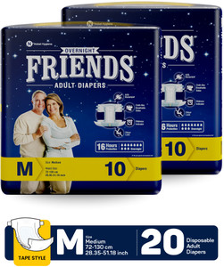 friends overnight adult diaper tape with odourlock and anti-bacterial absorbent core adult diapers - m 20 pieces
