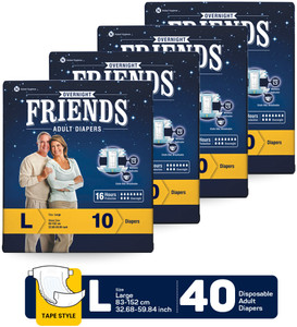 friends overnight adult diaper tape with odourlock and anti-bacterial absorbent core adult diapers - l 40 pieces