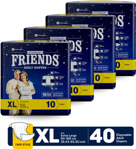 friends overnight adult diaper tape with odourlock and anti-bacterial absorbent core adult diapers - xl 40 pieces