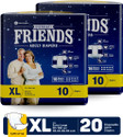 FRIENDS Overnight Adult Diaper Tape with odourlock and Anti-Bacterial Absorbent Core Adult Diapers - XL (20 Pieces)