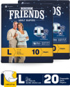 FRIENDS Overnight Adult Diaper Tape with odourlock and Anti-Bacterial Absorbent Core Adult Diapers - L (20 Pieces)