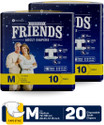 FRIENDS Overnight Adult Diaper Tape with odourlock and Anti-Bacterial Absorbent Core Adult Diapers - M (20 Pieces)