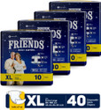 FRIENDS Overnight Adult Diaper Tape with odourlock and Anti-Bacterial Absorbent Core Adult Diapers - XL (40 Pieces)