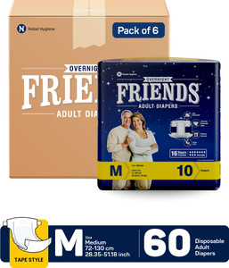 friends overnight tape type adult diapers - m