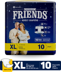 friends overnight tape type adult diapers - xl