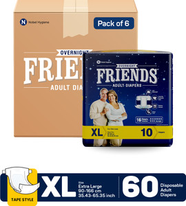 friends overnight tape type adult diapers - xl