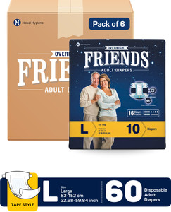 friends overnight tape type adult diapers - l