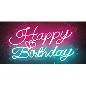 friendskart happy birthday neon signlights neon led light wedding birthday party home wall decor bar salon neon light signorative light for room bedroom party and bar pink ice blue