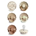 FRIGG SilkySoft Silicone Baby Pacifier 6-Pack Cinnamon Charm | Made in Denmark | BPA-Free (6-18 Months)