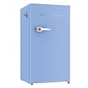 Frigidaire Retro Compact Fridge with Chiller, 3.2 cu ft Countertop Fridge with Built-In Bottle Opener, Compact Refrigerator for Office, Bedroom, Dorm Room or Cabin - 16.5" D x 19" W x 31" H (Blue)