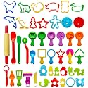 FRIMOONY Dough Tools Set for Kids, Various Plastic Molds, Assorted Colors, 45 Pieces