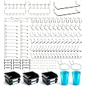FRIMOONY Pegboard Hooks, with Bins, Peg Locks, for Organizing Various Tools, 204 PCS, 80 of Which are Locks