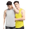 Men's Pack of 2 Innerwear Solid Round Neck Sleeveless Side Cut Vest Sando for Boy's - Regular Fit