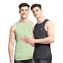 Men's Pack of 2 Innerwear Solid Round Neck Sleeveless Side Cut Vest Sando for Boy's - Regular Fit