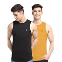 Men's Pack of 2 Innerwear Solid Round Neck Sleeveless Side Cut Vest Sando for Boy's - Regular Fit