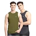 Men's Pack of 2 Innerwear Solid Round Neck Sleeveless Side Cut Vest Sando for Boy's - Regular Fit