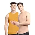 Men's Pack of 2 Innerwear Solid Round Neck Sleeveless Side Cut Vest Sando for Boy's - Regular Fit