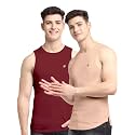 Men's Pack of 2 Innerwear Solid Round Neck Sleeveless Side Cut Vest Sando for Boy's - Regular Fit