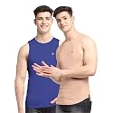 Men's Pack of 2 Innerwear Solid Round Neck Sleeveless Side Cut Vest Sando for Boy's - Regular Fit