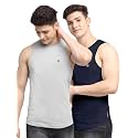 Men's Pack of 2 Innerwear Solid Round Neck Sleeveless Side Cut Vest Sando for Boy's - Regular Fit