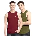 Men's Pack of 2 Innerwear Solid Round Neck Sleeveless Side Cut Vest Sando for Boy's - Regular Fit
