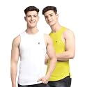 Men's Pack of 2 Innerwear Solid Round Neck Sleeveless Side Cut Vest Sando for Boy's - Regular Fit