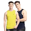 Men's Pack of 2 Innerwear Solid Round Neck Sleeveless Side Cut Vest Sando for Boy's - Regular Fit