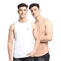 Men's Pack of 2 Innerwear Solid Round Neck Sleeveless Side Cut Vest Sando for Boy's - Regular Fit