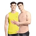 Men's Pack of 2 Innerwear Solid Round Neck Sleeveless Side Cut Vest Sando for Boy's - Regular Fit