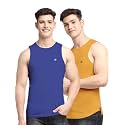Men's Pack of 2 Innerwear Solid Round Neck Sleeveless Side Cut Vest Sando for Boy's - Regular Fit