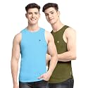 Men's Pack of 2 Innerwear Solid Round Neck Sleeveless Side Cut Vest Sando for Boy's - Regular Fit