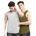 Men's Pack of 2 Innerwear Solid Round Neck Sleeveless Side Cut Vest Sando for Boy's - Regular Fit
