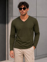 FRISKERS Men Solid V Neck Cotton Blend