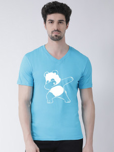 FRISKERS Printed Men V Neck Light Blue