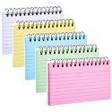 FRIUSATE Index Cards with Ring, 3x5 Inches Spiral Flashcards, Colored Ruled Notecards Index Cards Flash Cards with Ring for Studying Nursing School Office Taking to Do List(250 Sheets)
