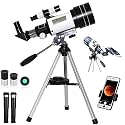 Telescopes for Adults Kids - Portable Telescope for Beginners for View Moon - 70mm Aperture 300mm Lightweight Barlow Lens Carrying Case and Moon Filter Multi-Coloured
