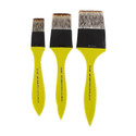 FRKB Synthetic Triple Hair Flat Paintbrush Set of 3 for Watercolor , Acrylic Painting (Green)