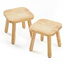 Frogprin Solid Wooden Step Stool for Kids Adults, Short Chair Toddlers Plant Stool, Kids Stool Perfect Matched Sensory Table, Multi-Purpose Sitting for Kitchen Playroom Bathroom Bedroom (2 Pack)