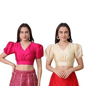 Frolic Rolic Premium Silk V-Neck Blouse Readymade