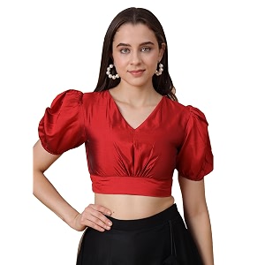 Frolic Rolic Premium Silk V-Neck Blouse Readymade