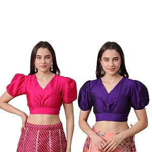 Frolic Rolic Premium Silk V-Neck Blouse Readymade